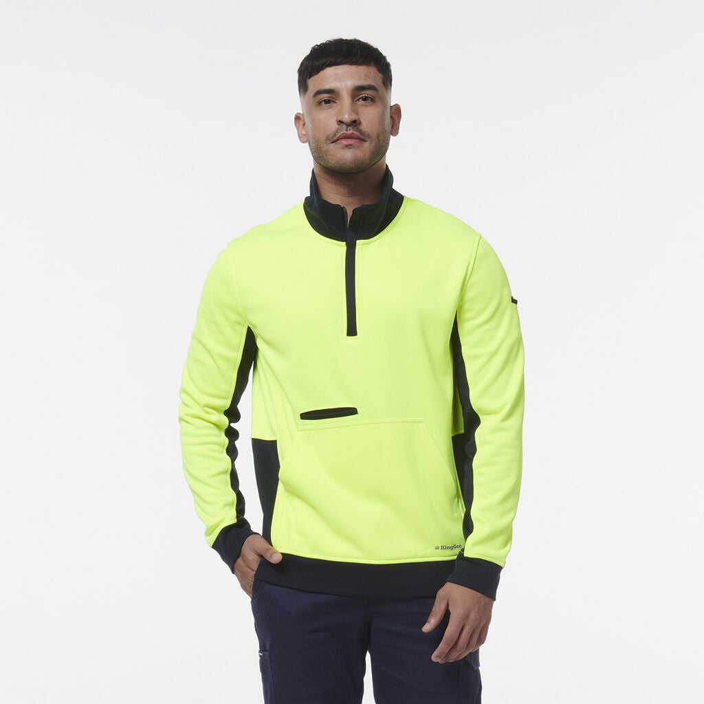 KingGee K55047 Hi-vis Spliced 1/4 Zip Fleece