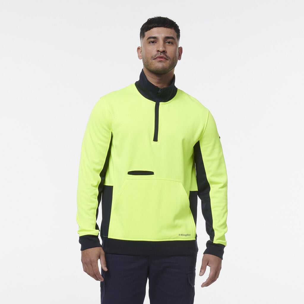 KingGee K55047 Hi-vis Spliced 1/4 Zip Fleece