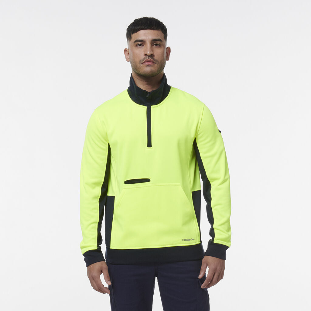 KingGee K55047 Hi-vis Spliced 1/4 Zip Fleece