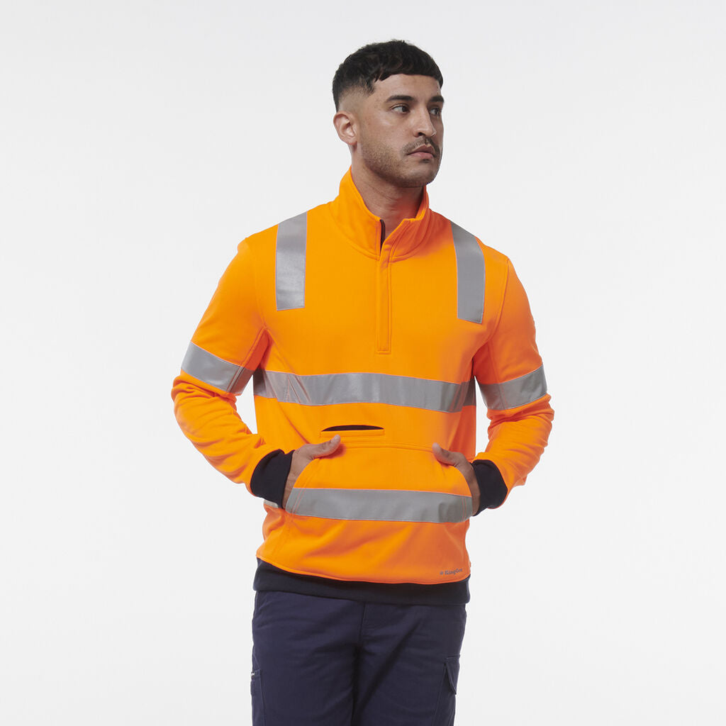 KingGee K55057 Reflective 1/4 Zip Fleece X Back-Orange