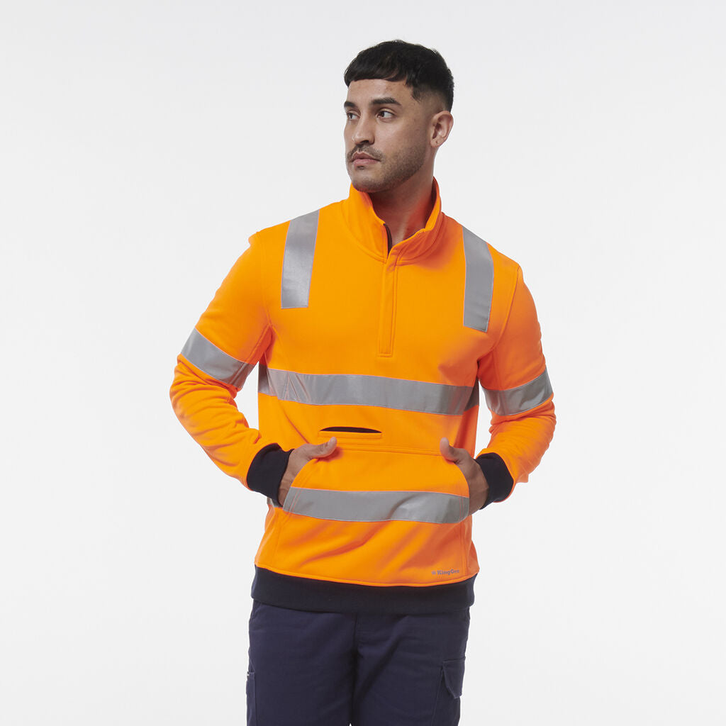 KingGee K55057 Reflective 1/4 Zip Fleece X Back-Orange