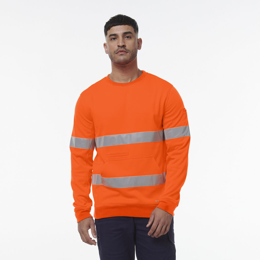 KingGee K55059 Reflective Crew Neck Fleece-Orange