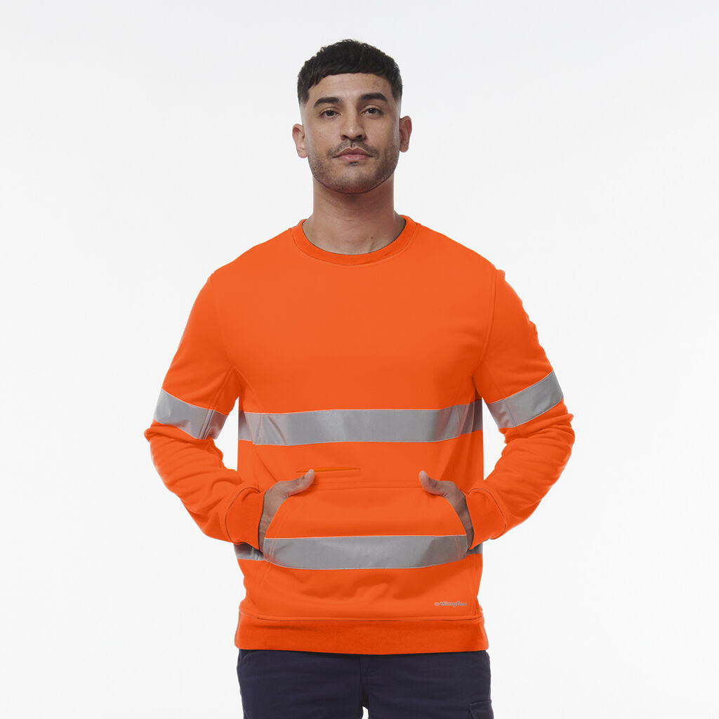 KingGee K55059 Reflective Crew Neck Fleece-Orange