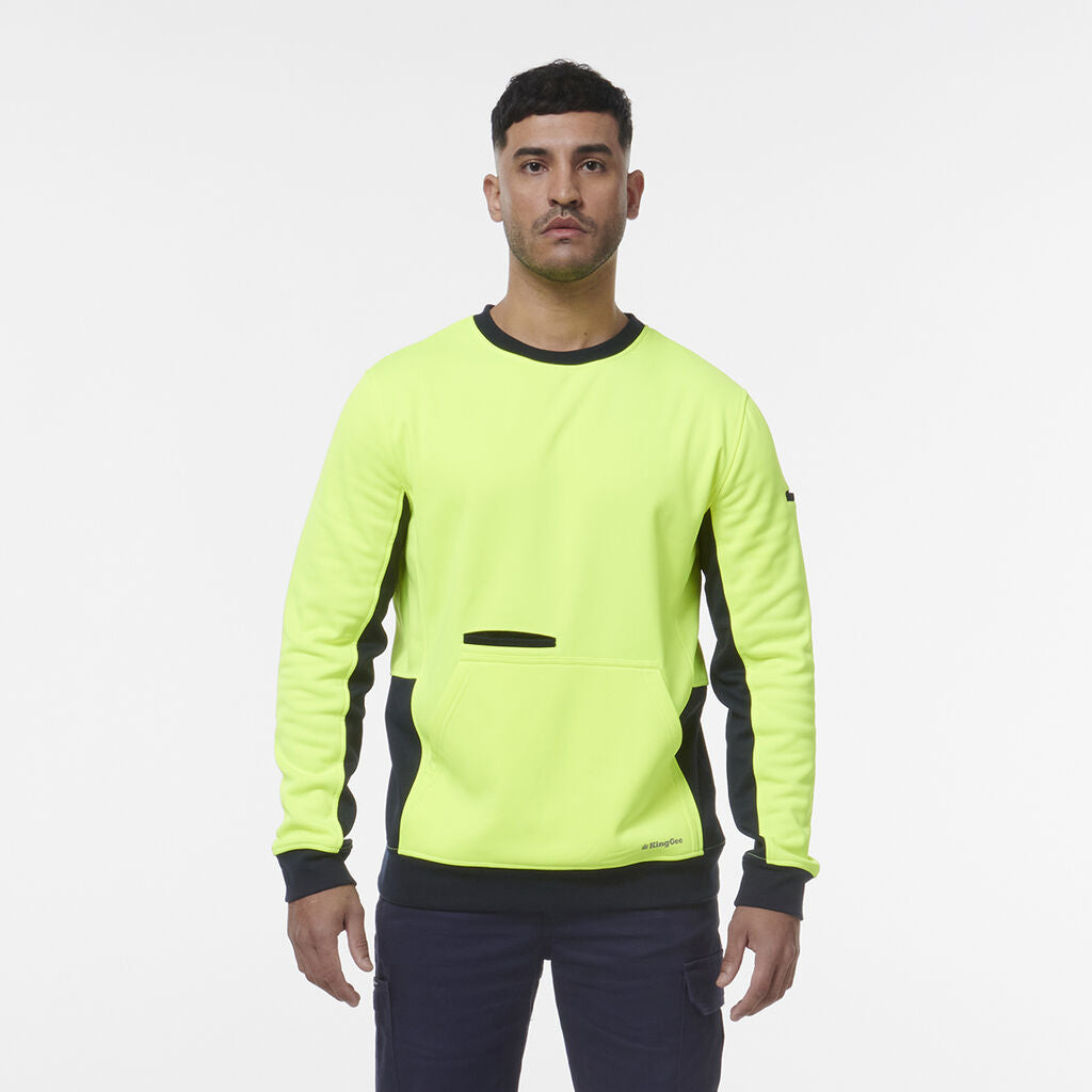 KingGee K55062 Hi Vis Spliced Crew Neck Fleece