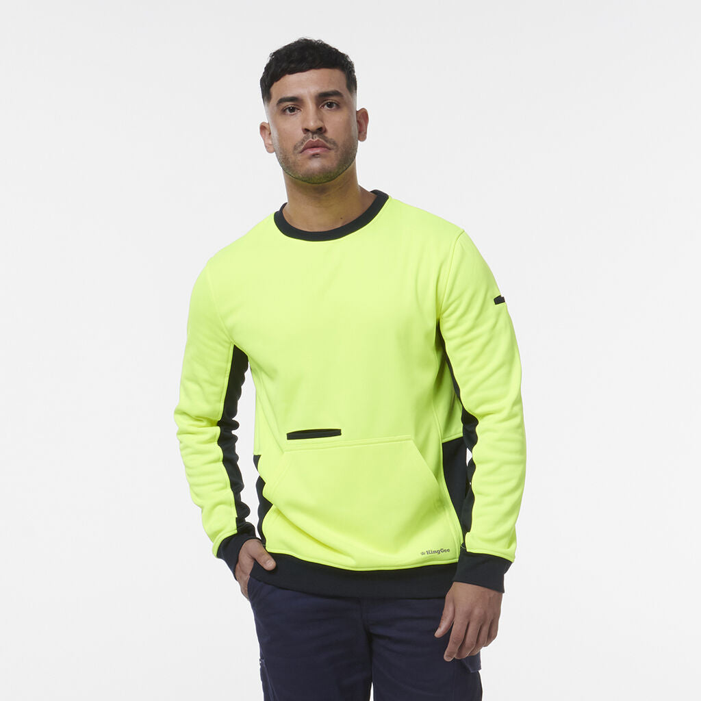 KingGee K55062 Hi Vis Spliced Crew Neck Fleece