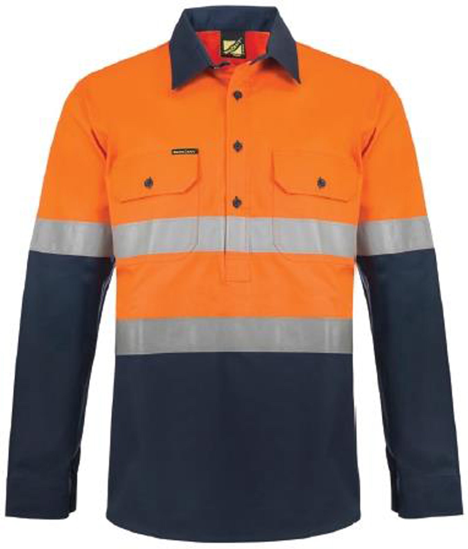 Workcraft WS6033 Hi vis Two Tone Half Placket Cotton Drill Shirt