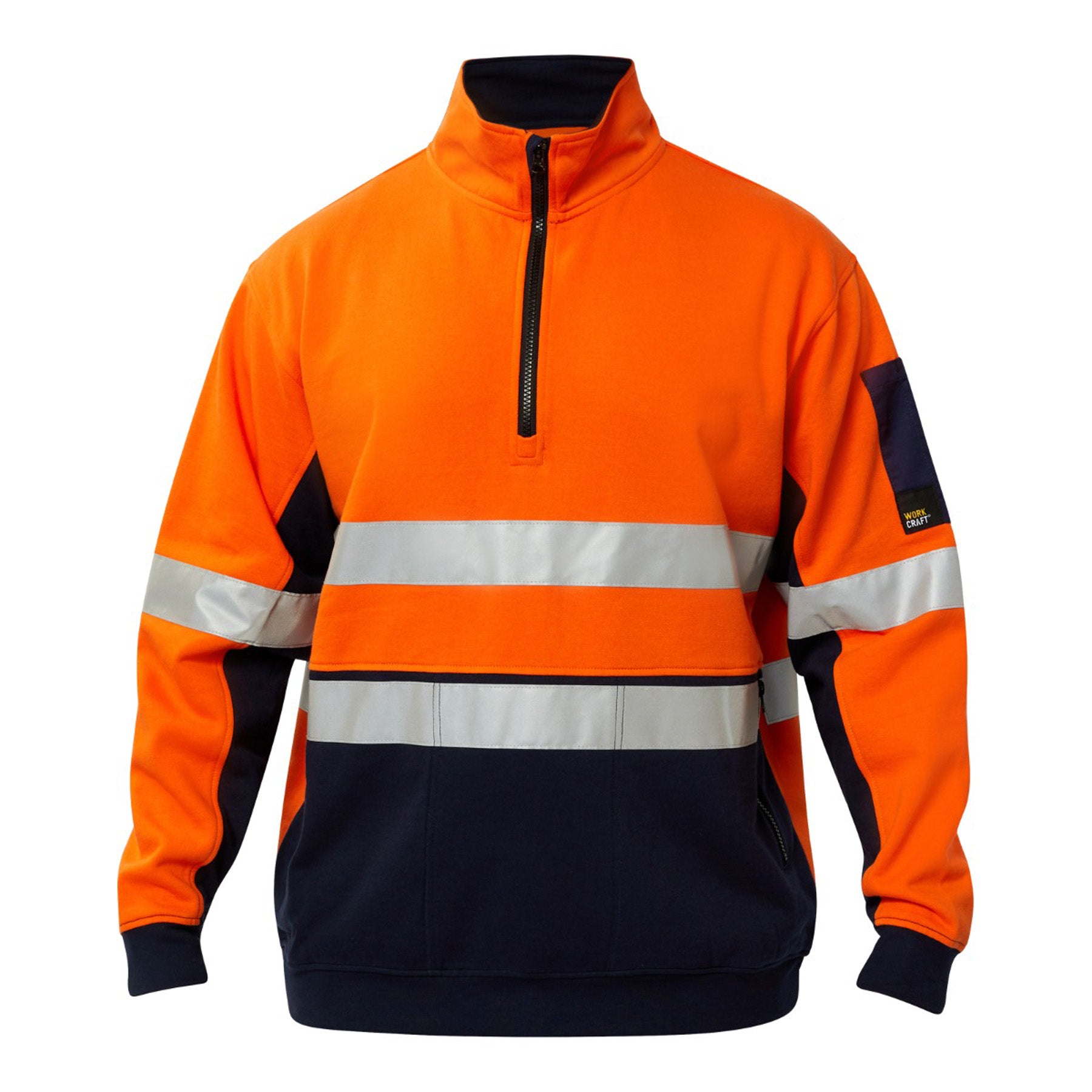 Workcraft WT8018 Hi vis Half Zip Cotton Reflective Pullover