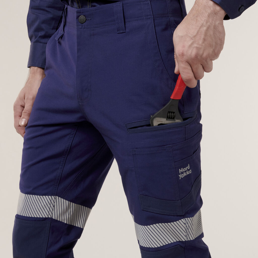 Hard Yakka Y02586 Raptor Cuff Pants With Tape-Navy