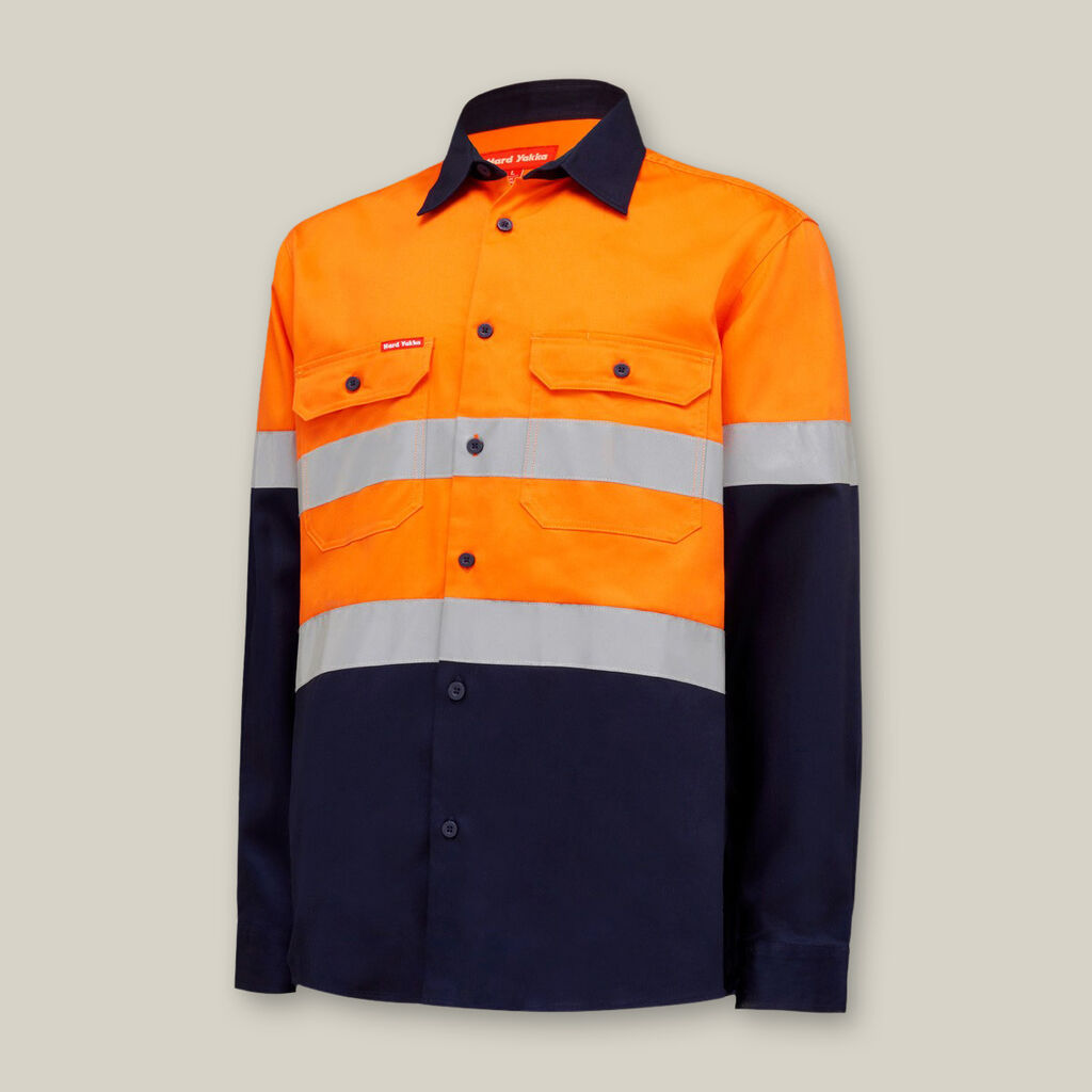 Hard Yakka Y04610 Core Hi-vis 2 Tone Taped Cotton Drill Shirt