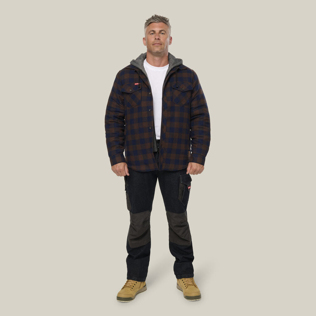 Hard Yakka Y06690 Quilted Flannel Hooded Shacket