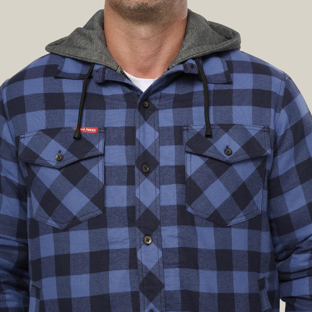 Hard Yakka Y06690 Quilted Flannel Hooded Shacket
