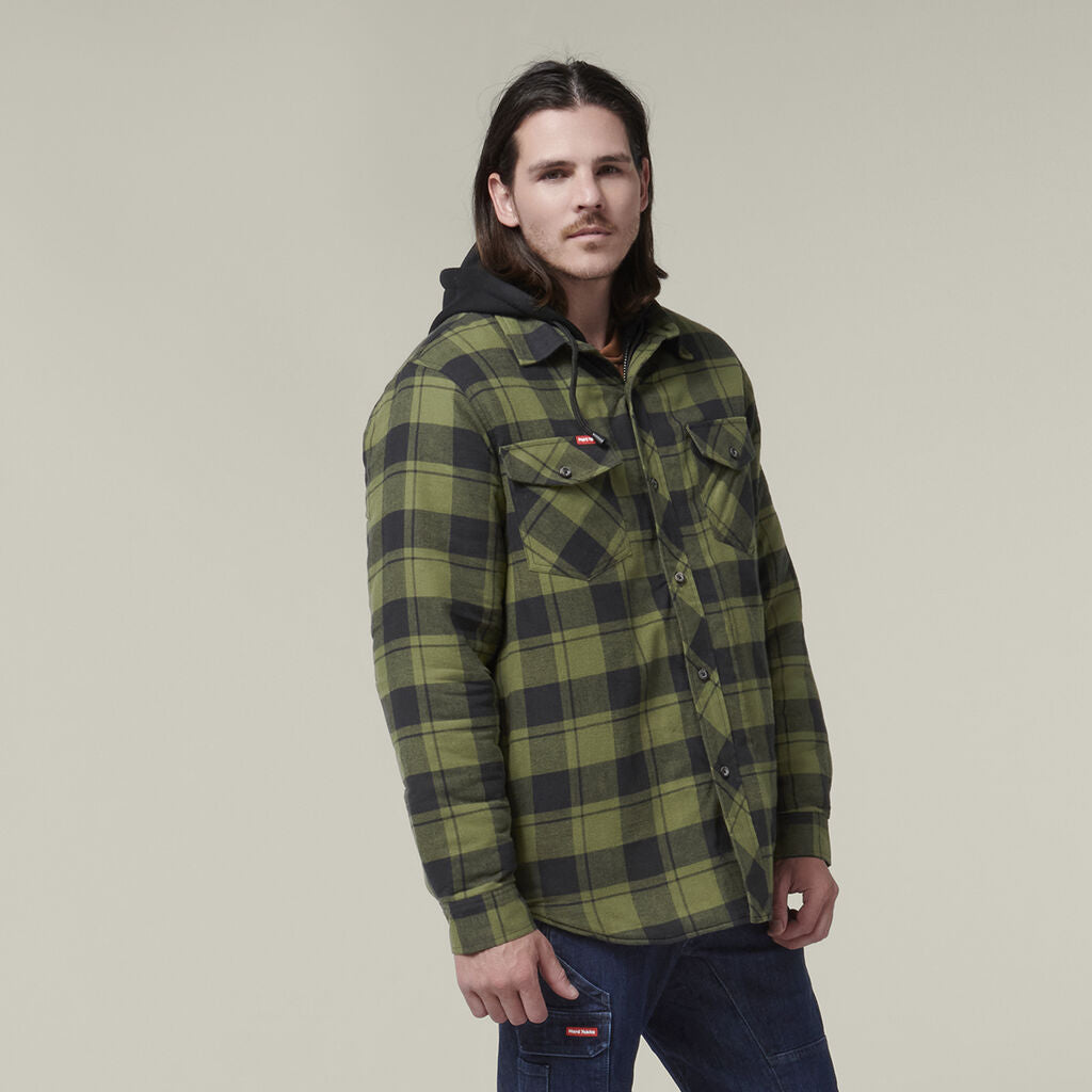 Hard Yakka Y06690 Quilted Flannel Hooded Shacket