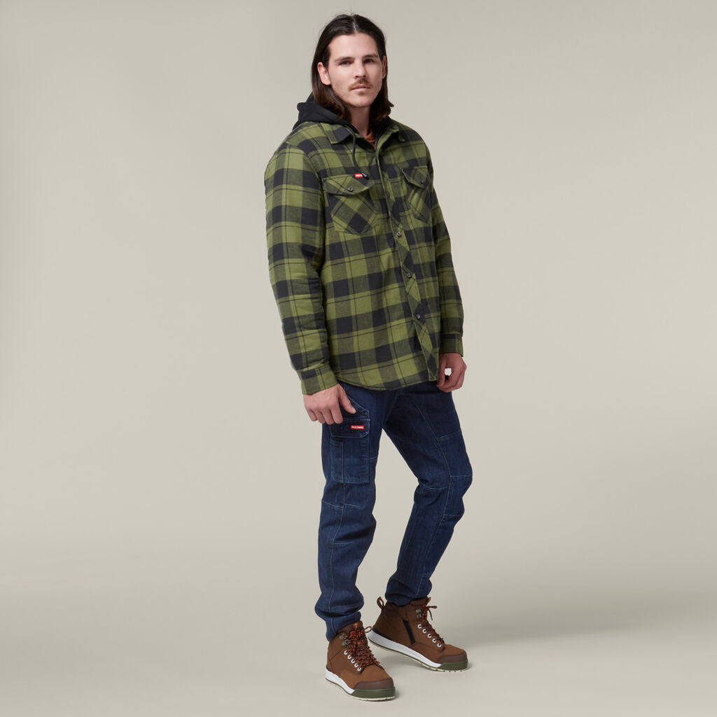 Hard Yakka Y06690 Quilted Flannel Hooded Shacket