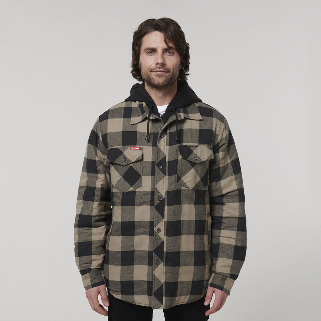 Hard Yakka Y06690 Quilted Flannel Hooded Shacket