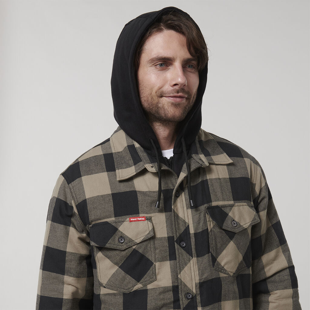 Hard Yakka Y06690 Quilted Flannel Hooded Shacket