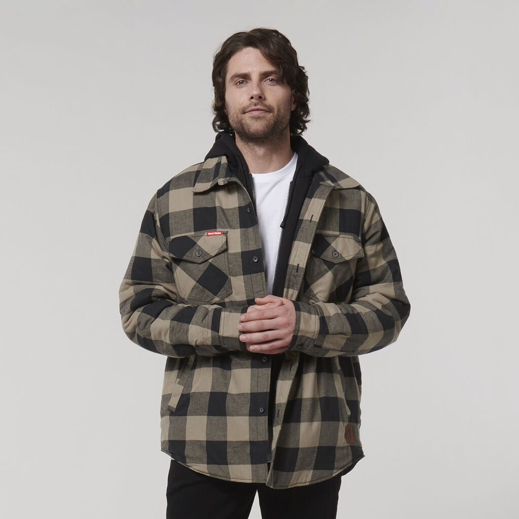 Hard Yakka Y06690 Quilted Flannel Hooded Shacket