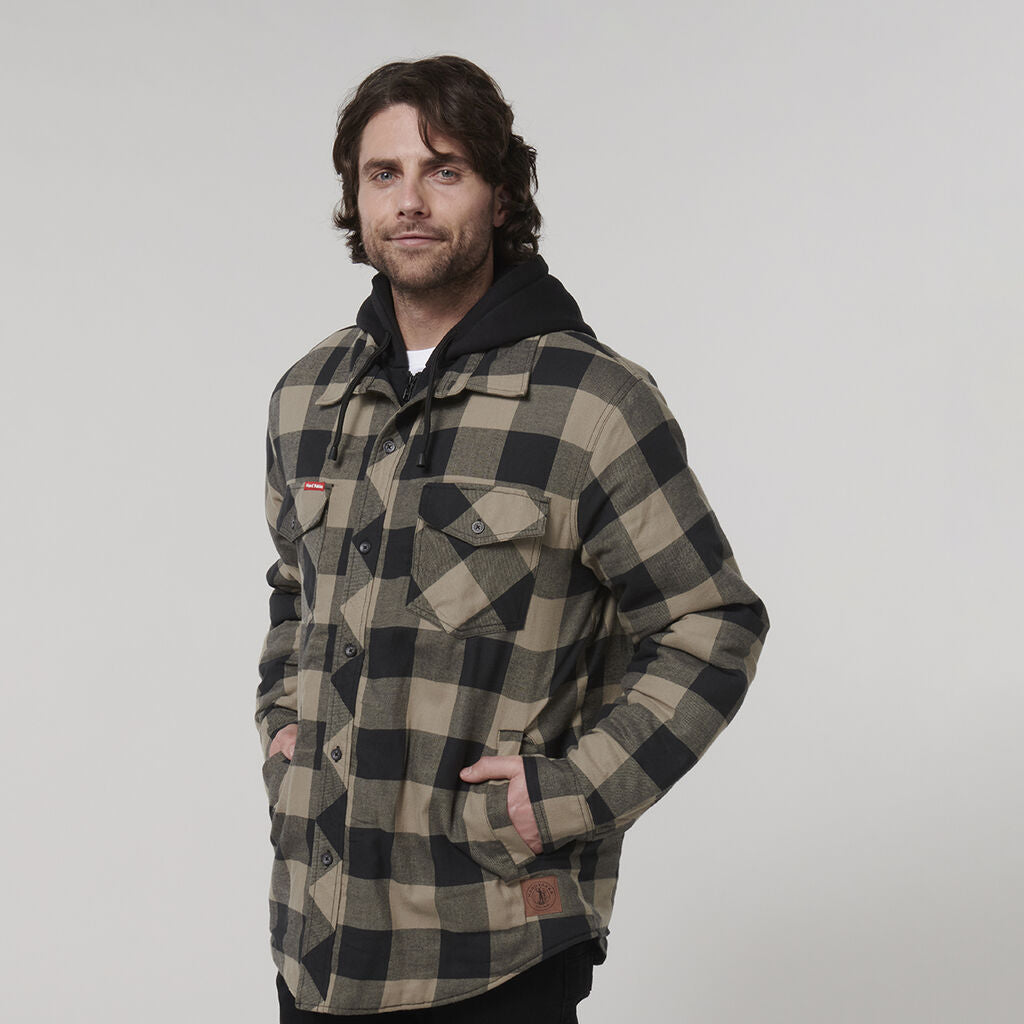 Hard Yakka Y06690 Quilted Flannel Hooded Shacket