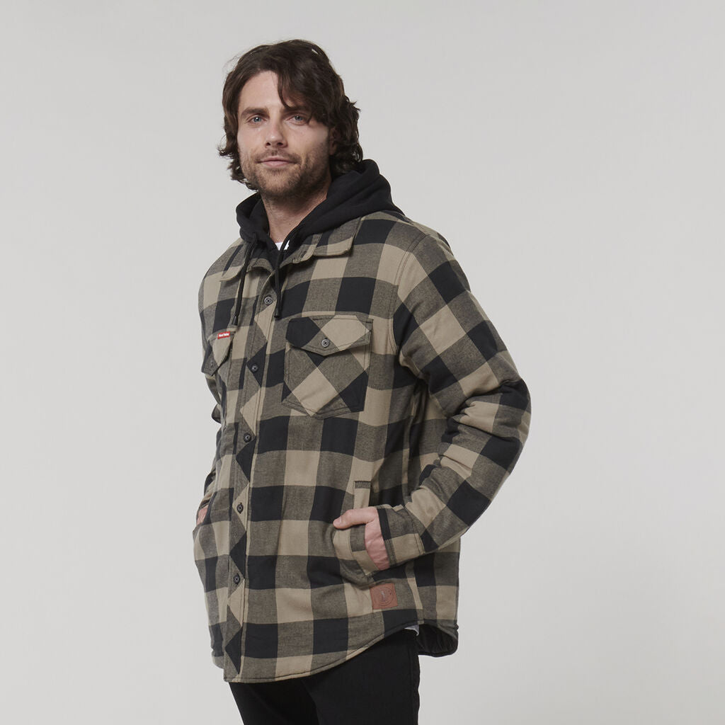 Hard Yakka Y06690 Quilted Flannel Hooded Shacket