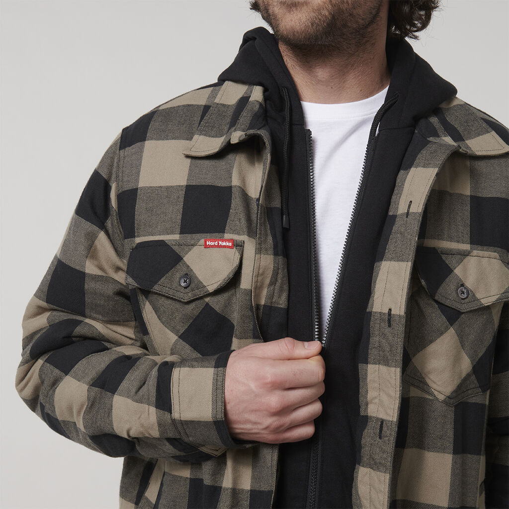 Hard Yakka Y06690 Quilted Flannel Hooded Shacket