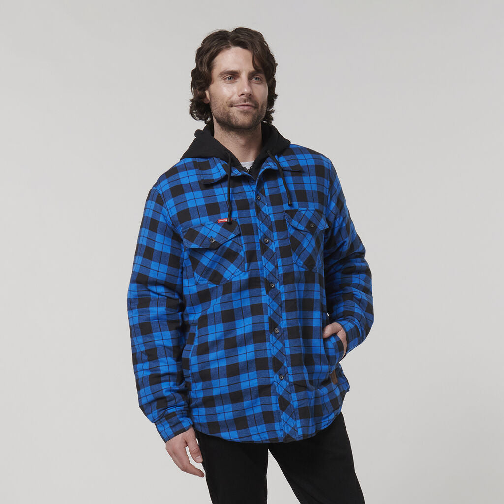 Hard Yakka Y06690 Quilted Flannel Hooded Shacket