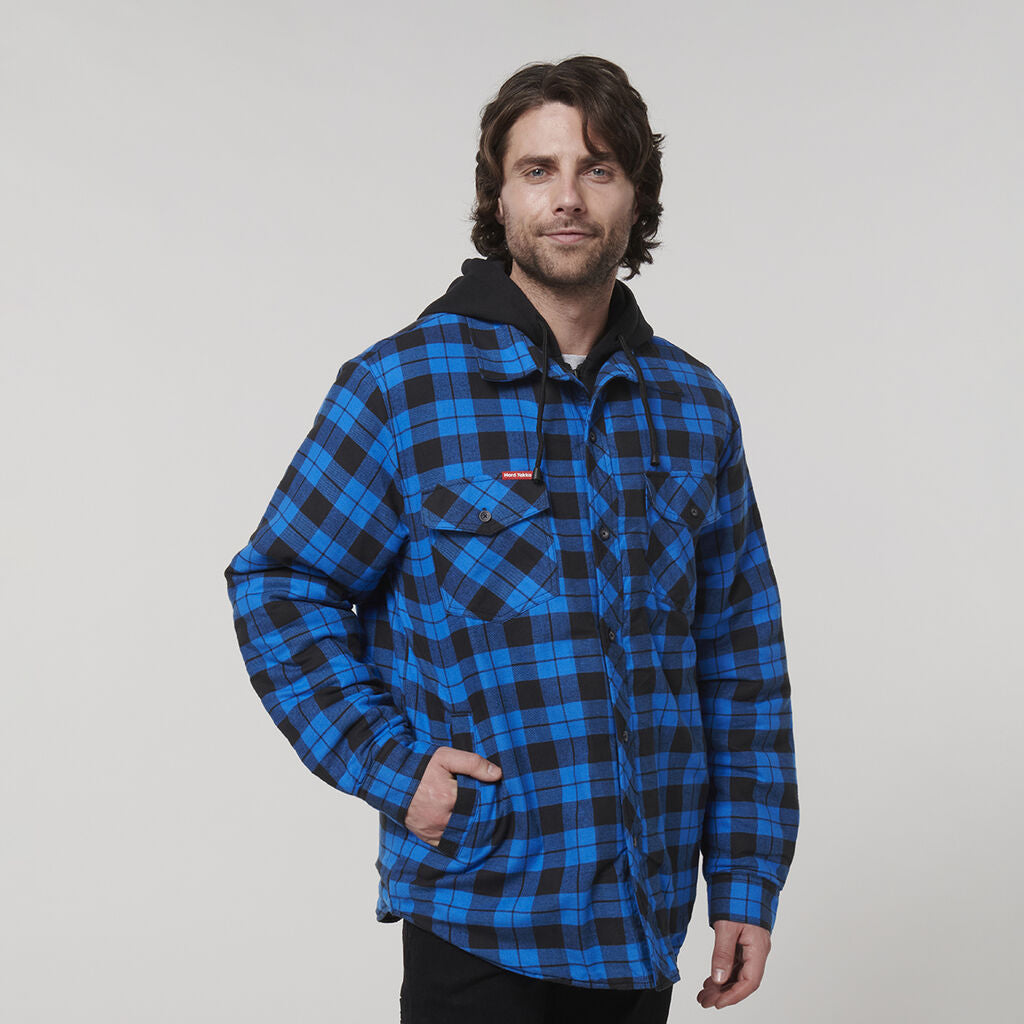 Hard Yakka Y06690 Quilted Flannel Hooded Shacket