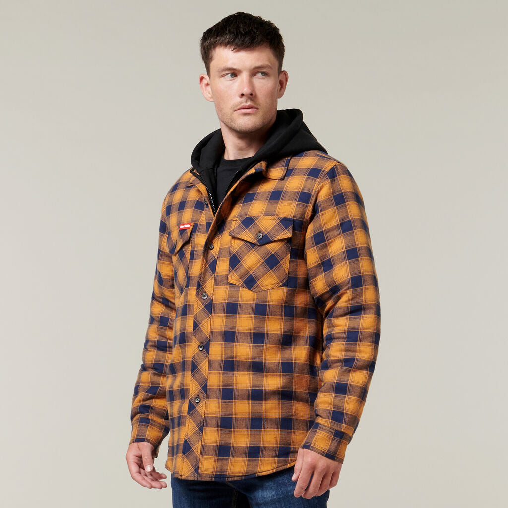 Hard Yakka Y06690 Quilted Flannel Hooded Shacket