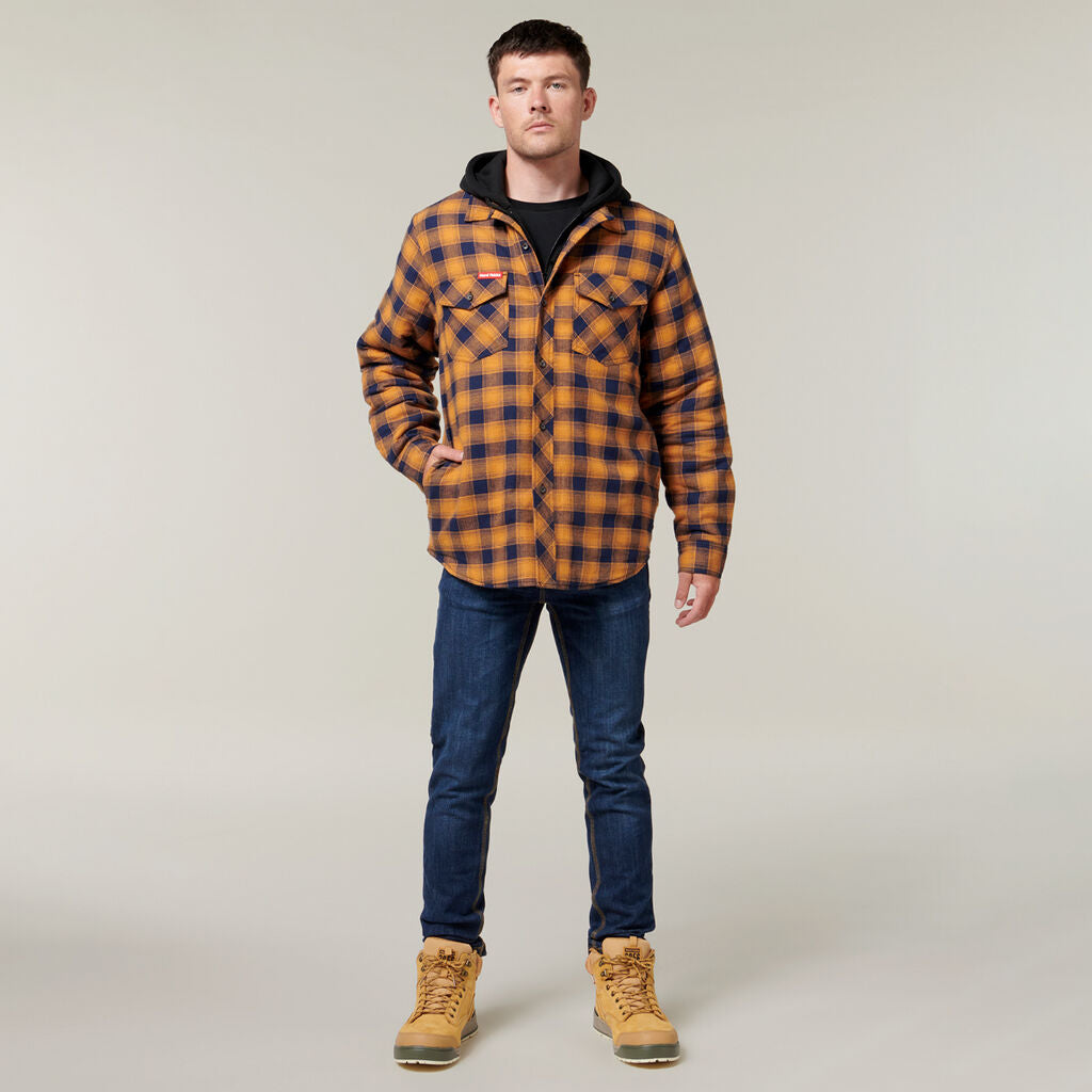 Hard Yakka Y06690 Quilted Flannel Hooded Shacket