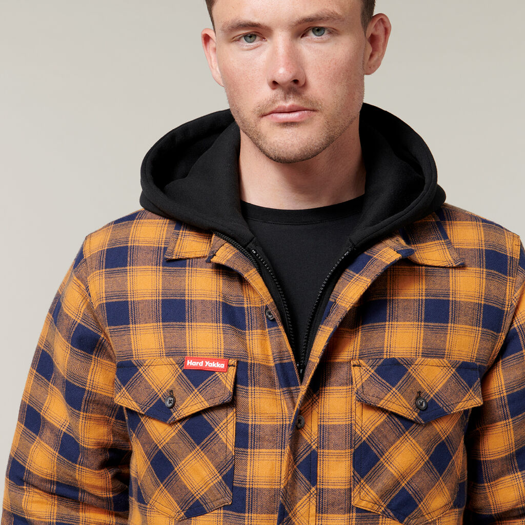 Hard Yakka Y06690 Quilted Flannel Hooded Shacket