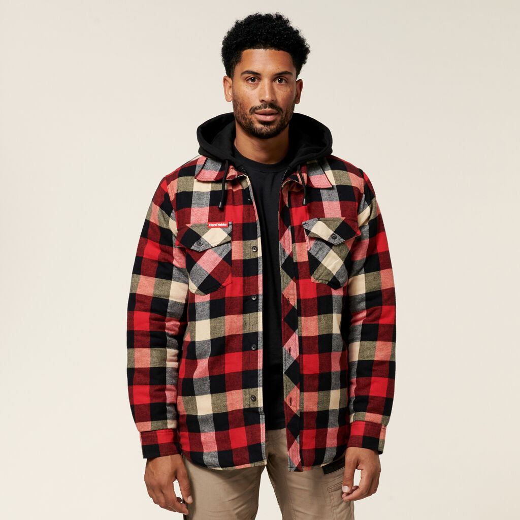 Hard Yakka Y06690 Quilted Flannel Hooded Shacket