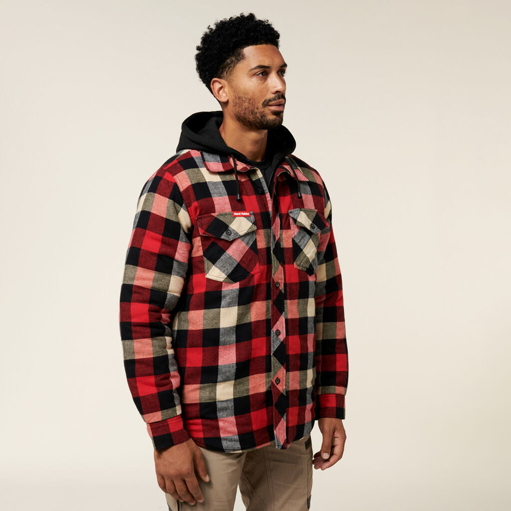 Hard Yakka Y06690 Quilted Flannel Hooded Shacket