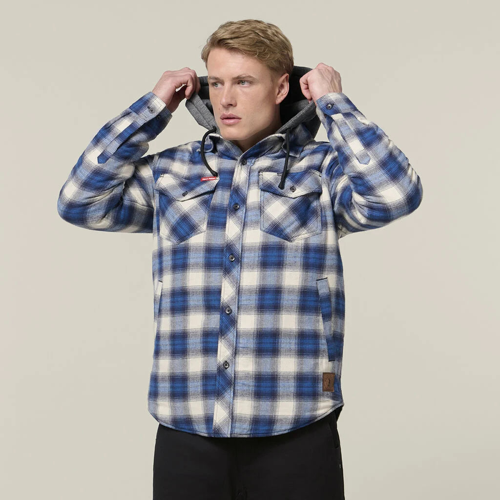 Hard Yakka Y06690 Quilted Flannel Hooded Shacket