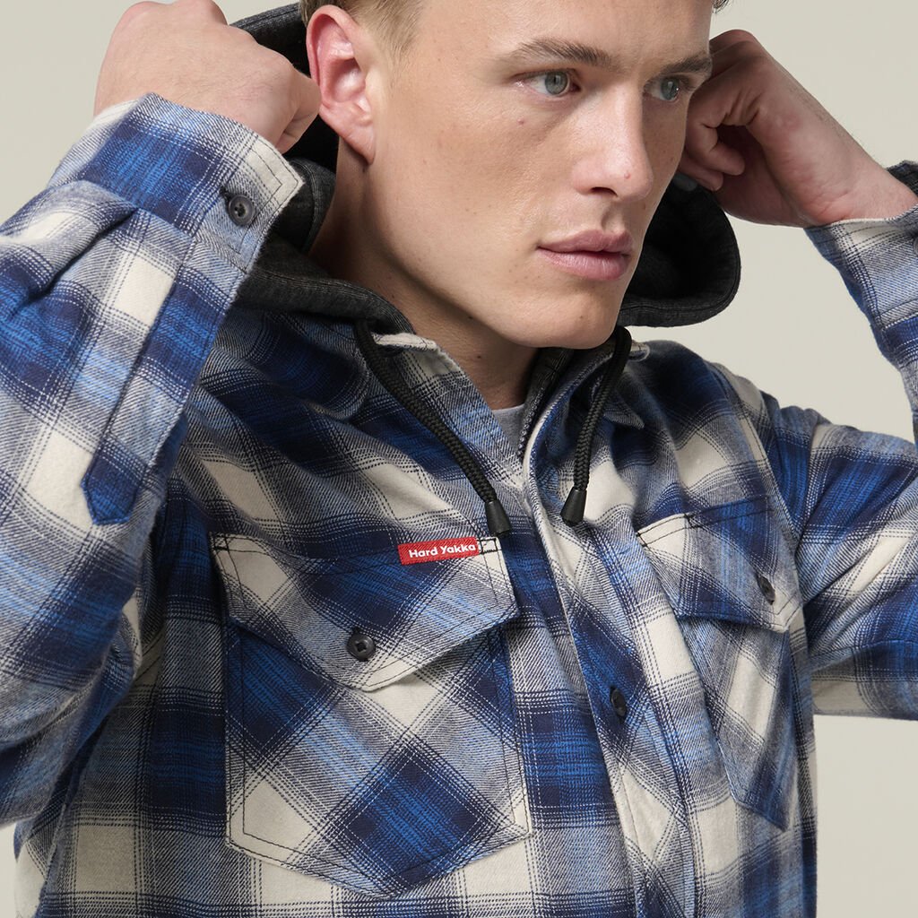 Hard Yakka Y06690 Quilted Flannel Hooded Shacket