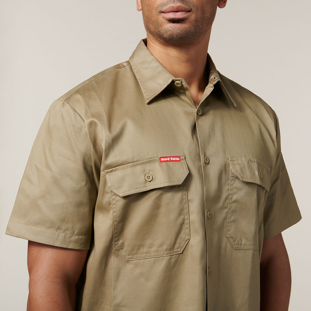 Hard Yakka Y07510 Short Sleeve Open Front Cotton Drill Work Shirt