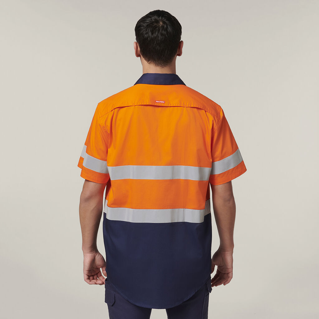 Hard Yakka Y07754 Short Sleeve Hi Vis 2 Tone Taped Vented Shirt