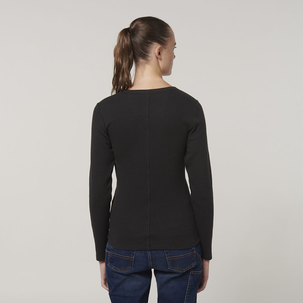 Hard Yakka Y08237 Women's Henley-Black