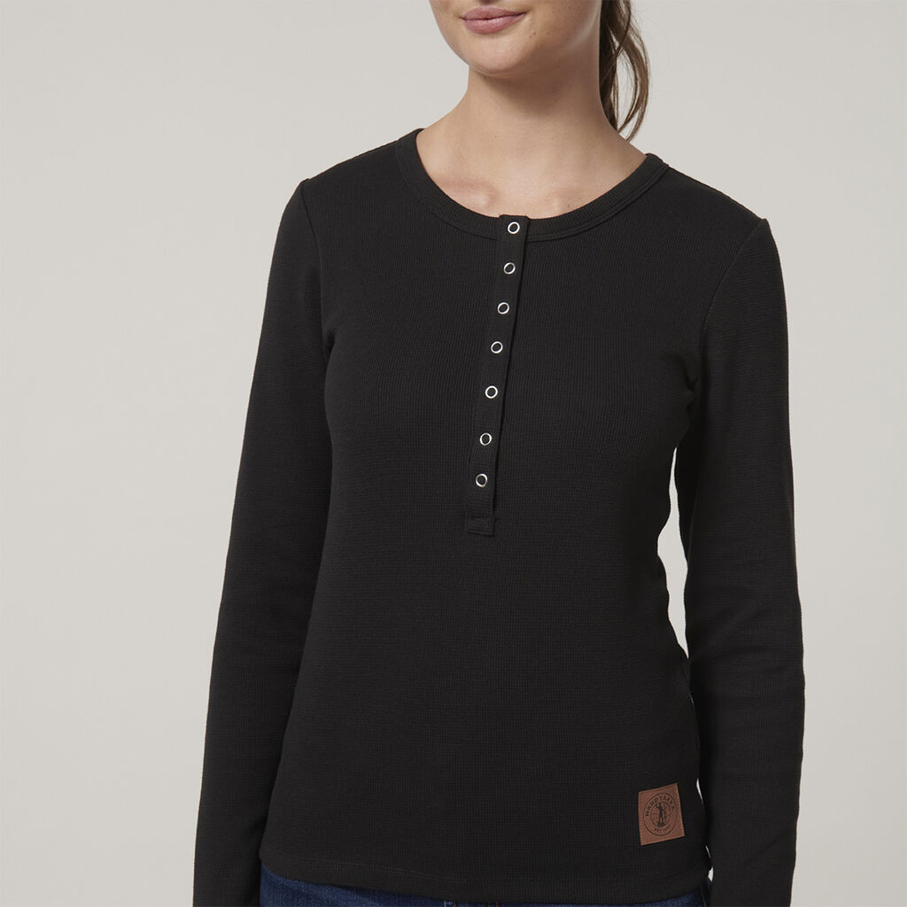 Hard Yakka Y08237 Women's Henley-Black