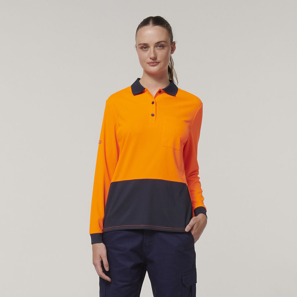 Hard Yakka Y08603 Women's Long Sleeve Hi Vis Polo