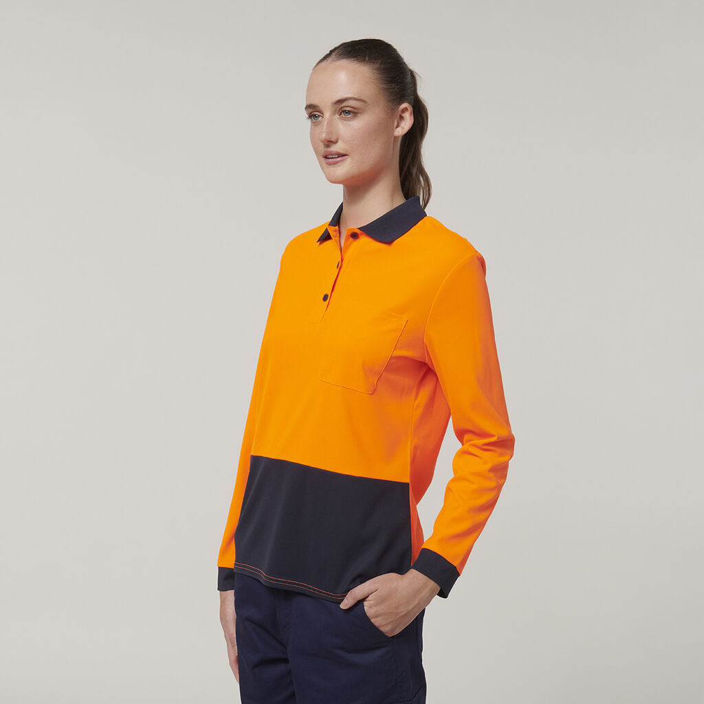 Hard Yakka Y08603 Women's Long Sleeve Hi Vis Polo