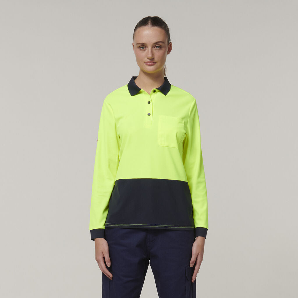 Hard Yakka Y08603 Women's Long Sleeve Hi Vis Polo