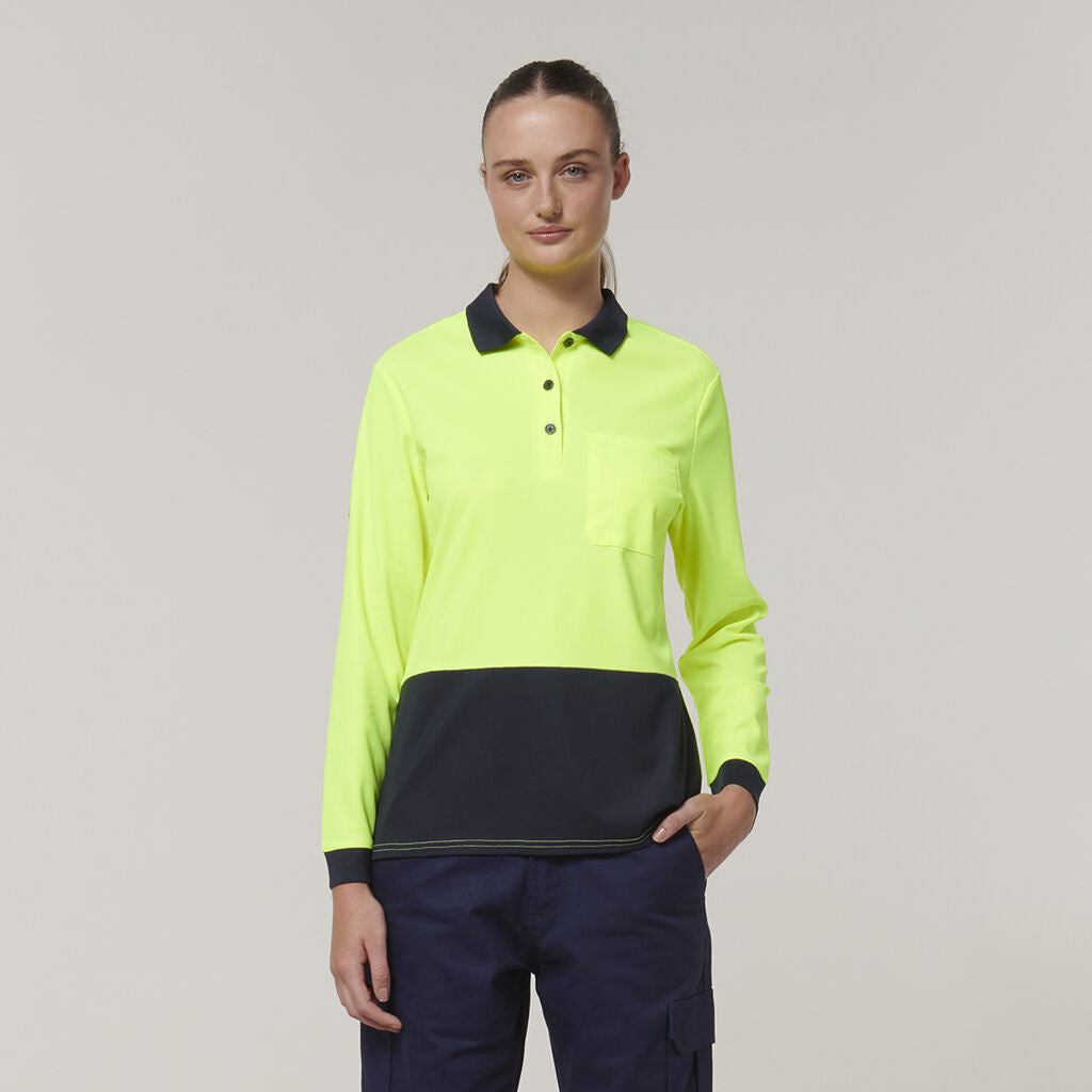 Hard Yakka Y08603 Women's Long Sleeve Hi Vis Polo