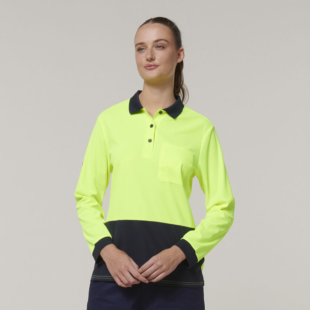 Hard Yakka Y08603 Women's Long Sleeve Hi Vis Polo