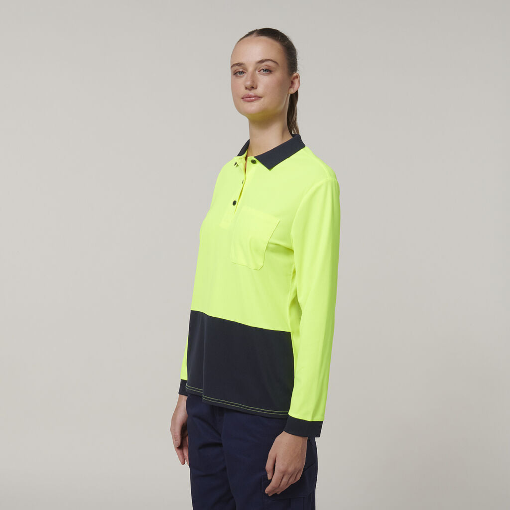 Hard Yakka Y08603 Women's Long Sleeve Hi Vis Polo