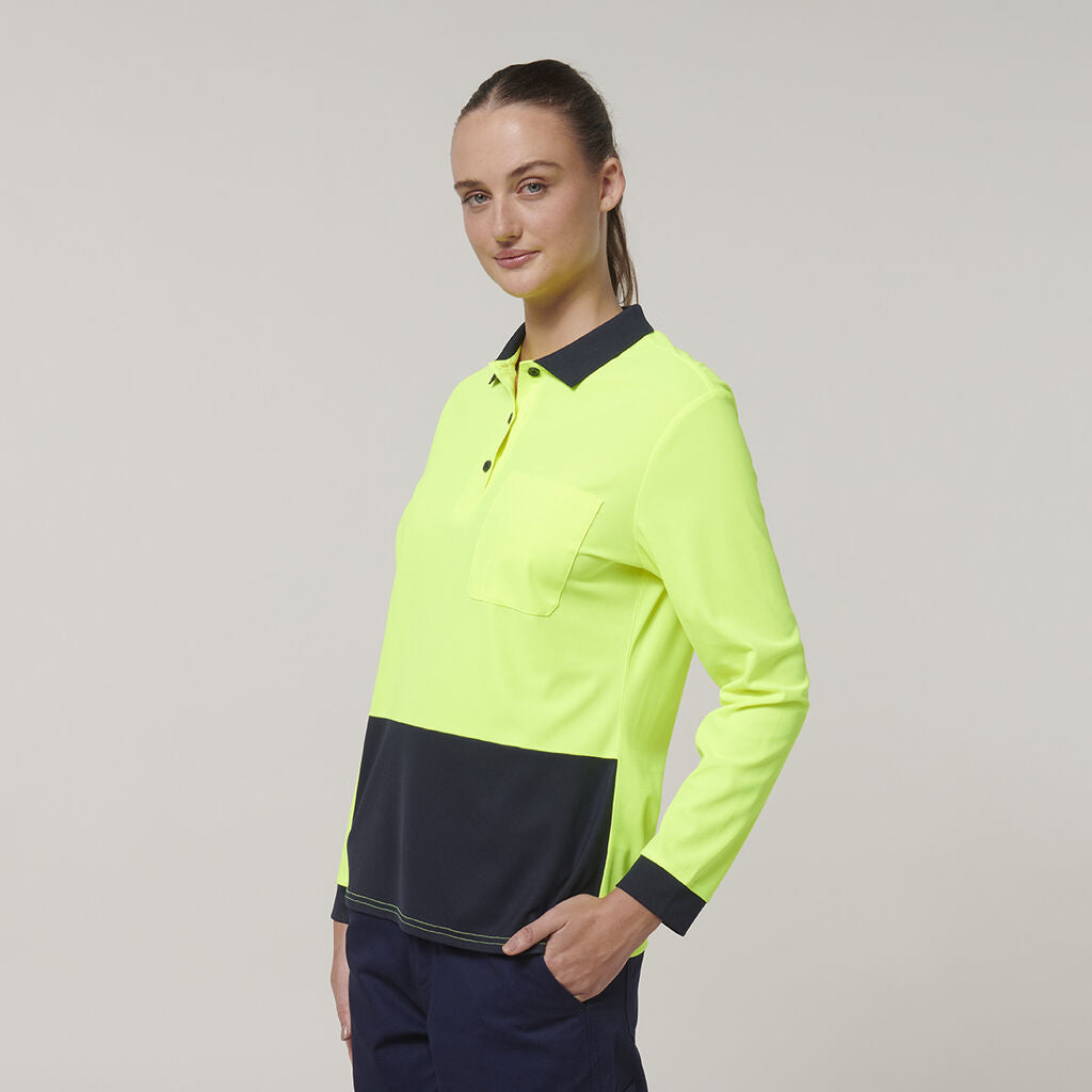 Hard Yakka Y08603 Women's Long Sleeve Hi Vis Polo