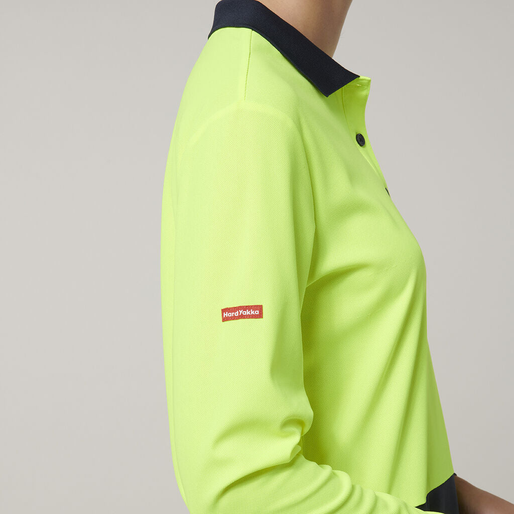 Hard Yakka Y08603 Women's Long Sleeve Hi Vis Polo