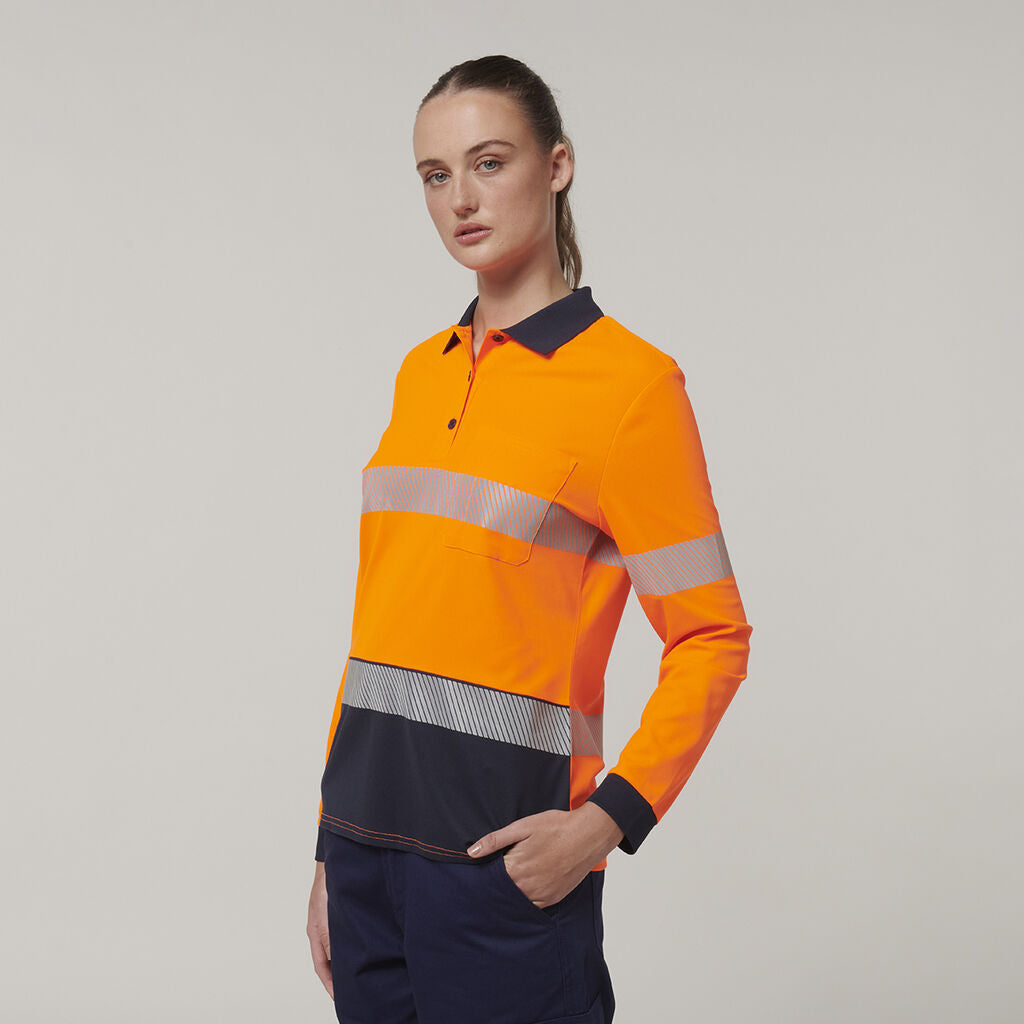 Hard Yakka Y08604 Women's Long Sleeve Hi Vis Taped Polo