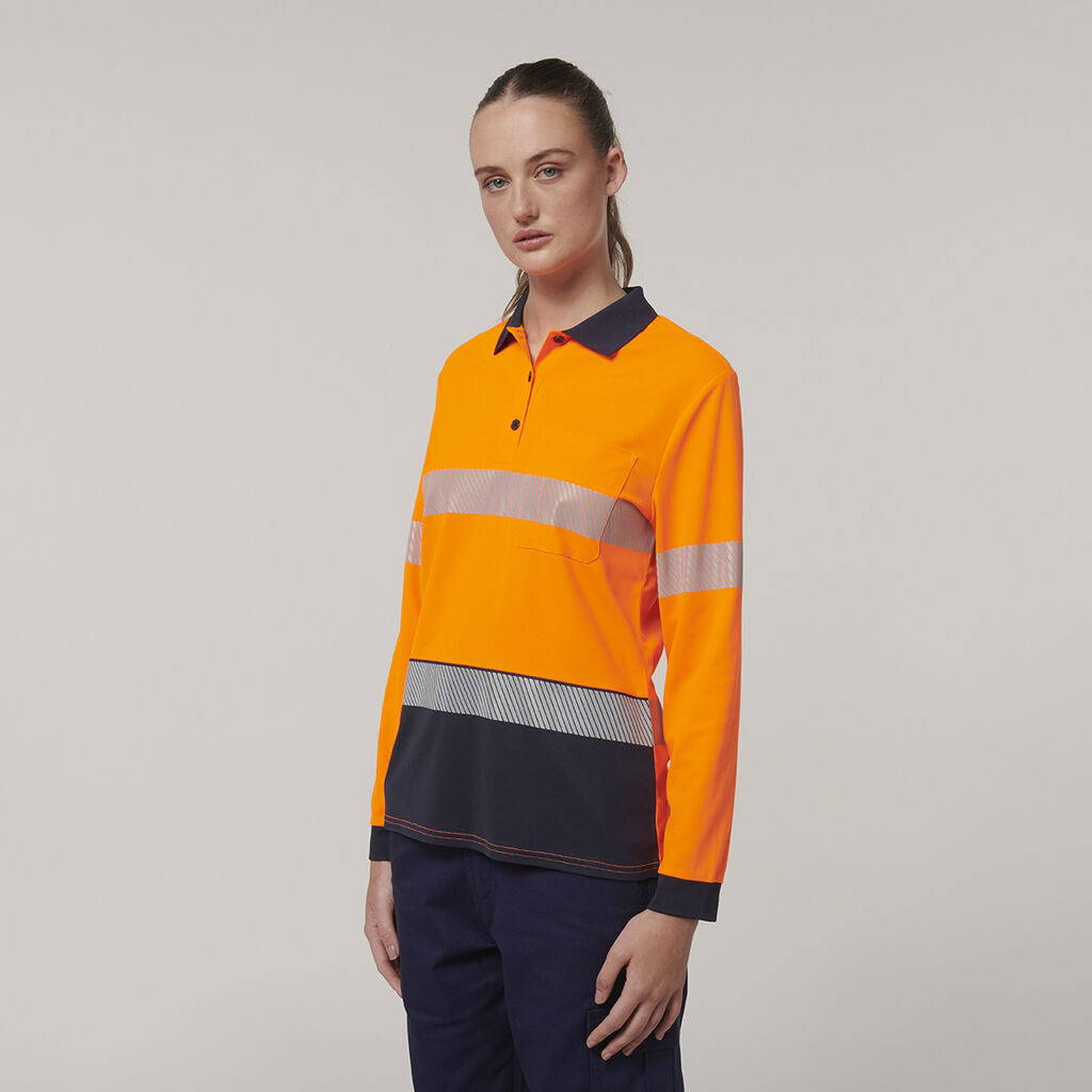 Hard Yakka Y08604 Women's Long Sleeve Hi Vis Taped Polo