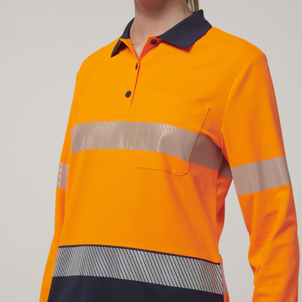 Hard Yakka Y08604 Women's Long Sleeve Hi Vis Taped Polo