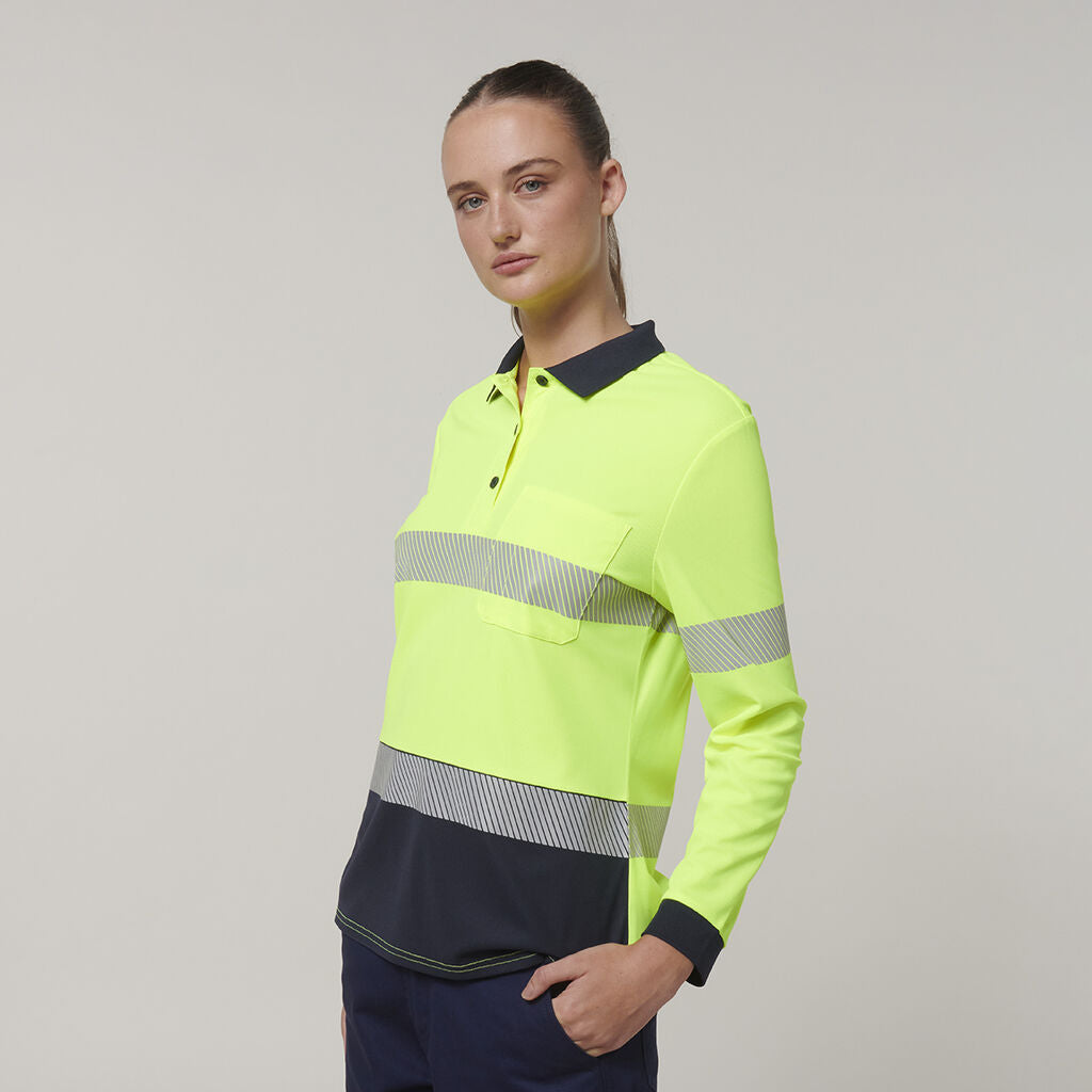 Hard Yakka Y08604 Women's Long Sleeve Hi Vis Taped Polo