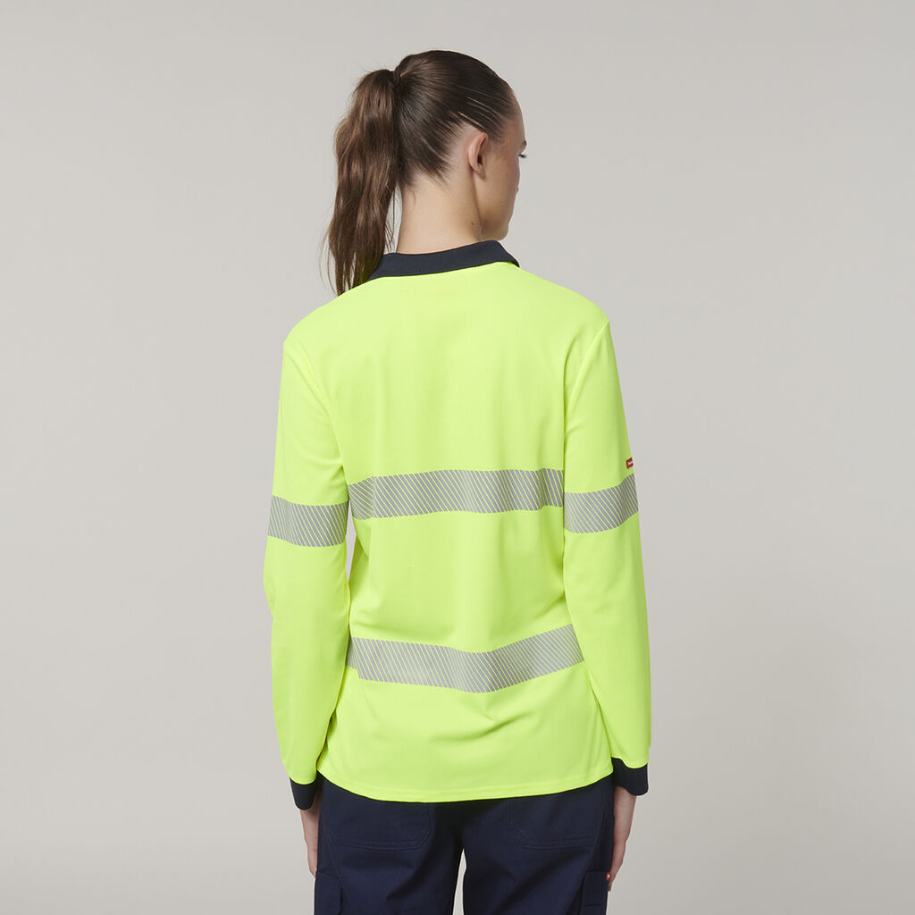 Hard Yakka Y08604 Women's Long Sleeve Hi Vis Taped Polo