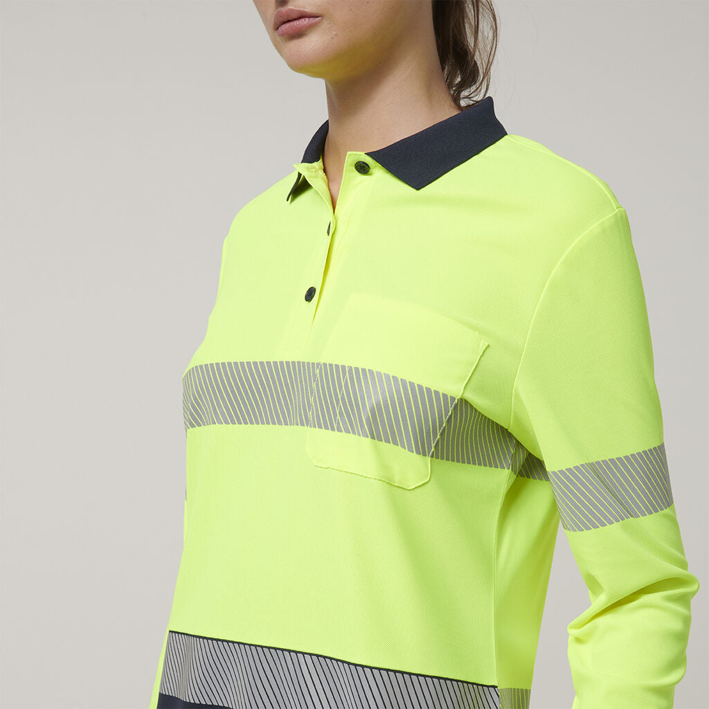 Hard Yakka Y08604 Women's Long Sleeve Hi Vis Taped Polo